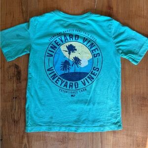 Vineyard Vines Kids Teal Palm Tree Tee